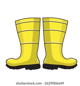 Vector de botas de goma. Accesorios de exterior en días de lluvia. Vector plano aislado sobre fondo blanco.