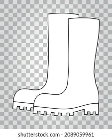 Rubber boots. Vector outline hand-drawn doodle illustration.