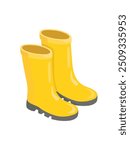 Rubber boots vector or rainy boots vector. Autumn element. Outdoor accessories in rainy days. Flat vector in cartoon style isolated on white background.