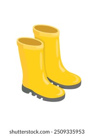 Rubber boots vector or rainy boots vector. Autumn element. Outdoor accessories in rainy days. Flat vector in cartoon style isolated on white background.