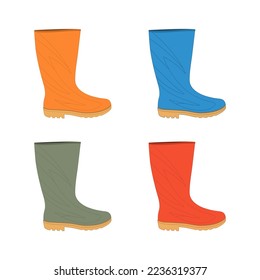 Rubber boots vector set illustration