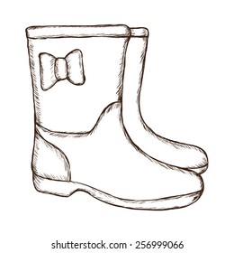 Rubber boots. Vector sketch. 