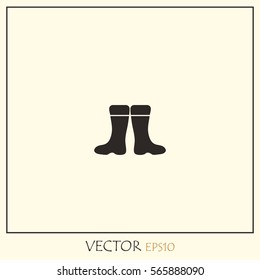 Rubber boots. Waterproof shoes  Vector Icon.