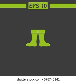 Rubber boots. Waterproof shoes  Vector Icon.