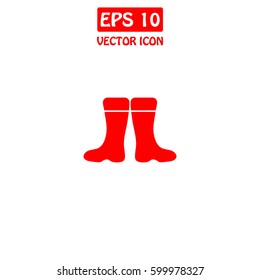 Rubber boots. Waterproof shoes  Vector Icon.