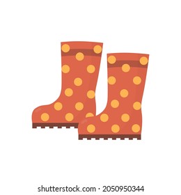 Rubber boots. Wellington rain boots. Vector flat illustration.