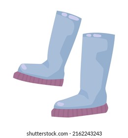 Rubber boots. Winter clothes for donation cartoon illustration. Used sweatshirt, shirt, scarf, sweater. Charity, social care and help concept