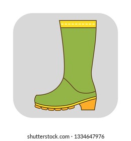Rubber boots. Work clothes for construction, garden and rest. Flat icon or object on white background. Illustration