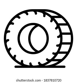 Rubber car wheel icon. Outline rubber car wheel vector icon for web design isolated on white background