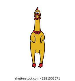 rubber chicken toy doodle icon, vector illustration