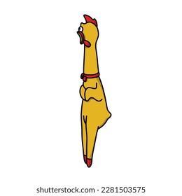 rubber chicken toy doodle icon, vector illustration