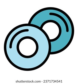 Vector de contorno del icono del selector de círculos de goma. Rastreador de máscaras. Color plano de agarre de mano