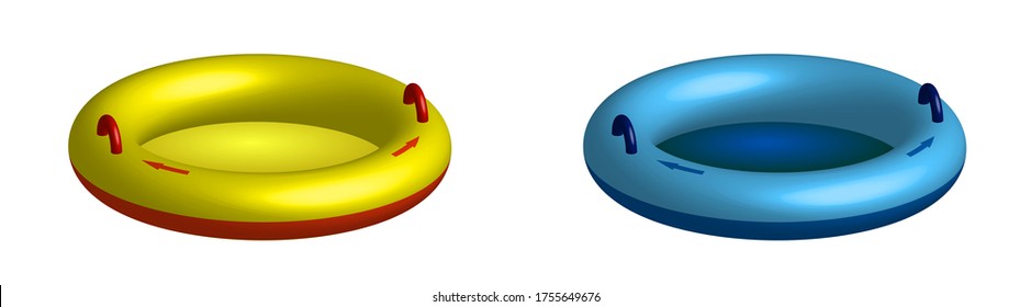 rubber circle for riding on the water behind the boat. Water tubing, summer sea activities. Isolated vector on white background