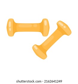 Rubber coated dumbbells. Equipment for gym workout cartoon illustration isolated on white background