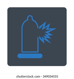 Rubber Damage vector icon. Style is flat rounded square button, smooth blue colors, white background.