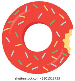 Rubber donut ring for swimming. Vector flat illustration