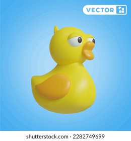 rubber duck 3D vector icon set, on a blue background