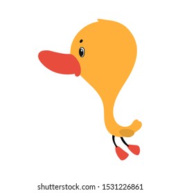 Rubber duck badge. vector illustration of a funny character isolated on a white background.