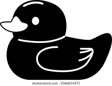 Rubber duck bath toy black-and-white