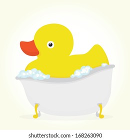 Rubber duck in a bath vector illustration