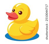 Rubber duck. Bath yellow cute toys water funny games vector duck cartoon illustrations. Rubber duck, toy baby ducky