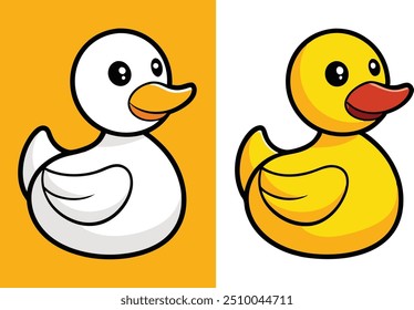 Pato de borracha. Banho amarelo bonitos brinquedos água engraçado jogos vetor pato desenhos animados ilustrações. Pato de borracha, pato bebê brinquedo