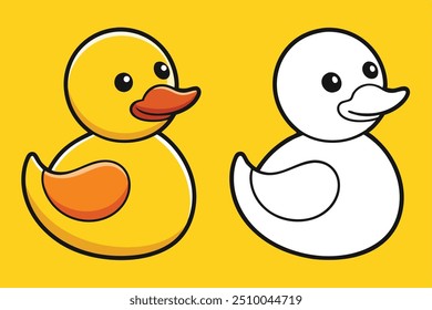 Pato de borracha. Banho amarelo bonitos brinquedos água engraçado jogos vetor pato desenhos animados ilustrações. Pato de borracha, pato bebê brinquedo