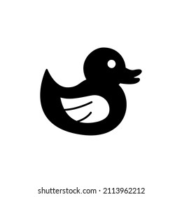 rubber duck, bathroom toy icon in black flat glyph, filled style isolated on white background