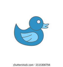 rubber duck, bathroom toy icon in color icon, isolated on white background 