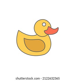 rubber duck, bathroom toy icon in color icon, isolated on white background 