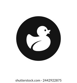 Rubber duck black and white vector icon