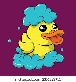 Rubber Duck Cartoon Funny Bath Duck Vector