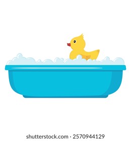 A rubber duck. A children's bathing toy. Inflatable cute duck in the bathroom. A separate illustration.