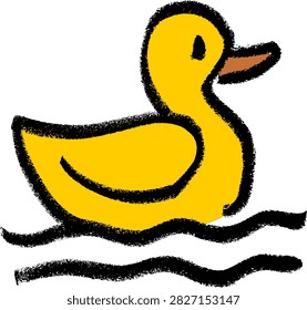 Vector de dibujo de tiza de crayón de pato de goma