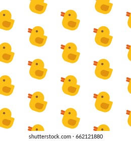 Rubber duck cute seamless pattern. Flat design white background.