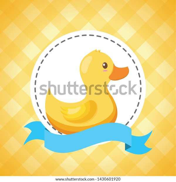 Rubber Duck Decoration Baby Shower Card Royalty Free Stock Image