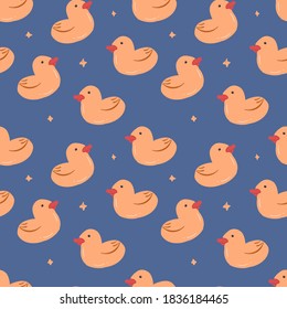 RUBBER DUCK DOODLE SEAMLESS PATTERN