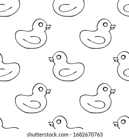Rubber duck / ducky bath toy flat vector hand draw pattern for apps and websites