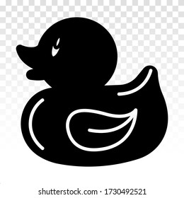 Pato de goma o juguetes de baño de pato iconos planos sobre un fondo transparente