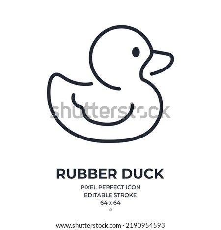 Rubber duck editable stroke outline icon isolated on white background flat vector illustration. Pixel perfect. 64 x 64.