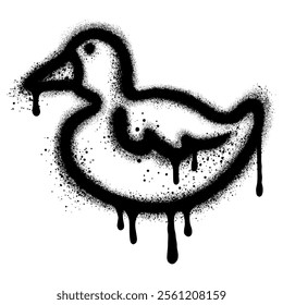 Rubber duck graffiti with black spray paint. vector illustration.