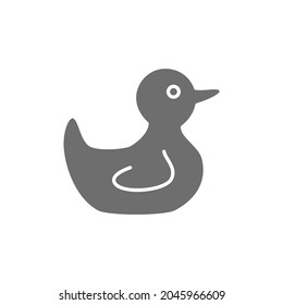 Rubber duck grey icon. Isolated on white background