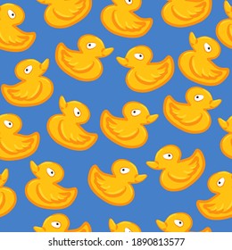 
rubber duck, hand pattern, seamless pattern with yellow rubber ducks, vector pattern