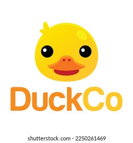 Rubber Duck head logo flat design logo illustration. vector logo template isolated on white background
