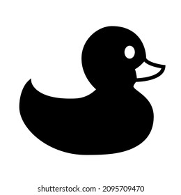 Rubber duck icon.Toy bath duck icon.Black rubber duck.