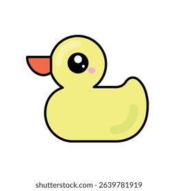 Rubber duck icon. Bath rubber duck isolated on white background. Baby toy. Vector illustration.