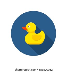 Rubber duck icon bath toy in flat style isolated on white background. Vector illustration