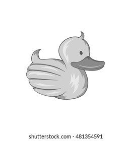 Rubber duck icon in black monochrome style isolated on white background. Games and toys symbol vector illustration