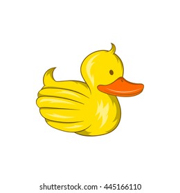Rubber duck icon in cartoon style isolated on white background. Games and toys symbol