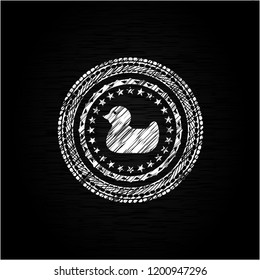 rubber duck icon drawn chalk emblem, retro style, chalk or chalkboard texture